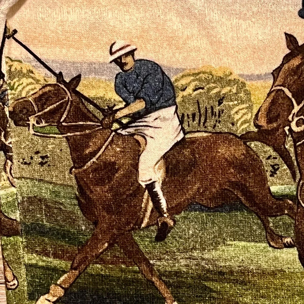 Polo Ralph Lauren Equestrian Graphic Print Polo Match 100% Cashmere Sweater Rare - Picture 4 of 8